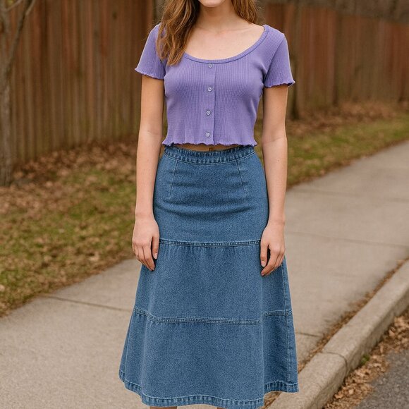 Rib Knit Crop Top Nasty Gal Lilac Purple Sz. 12 - Picture 1 of 7